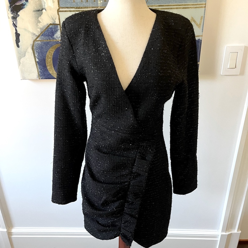 Zara Little Black Metallic Tweed Dress